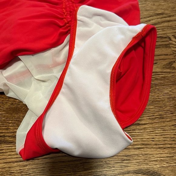 Red Ruched Halter One Piece Swimsuit Adjustable Bathing Suit Size XS - Picture 7 of 7